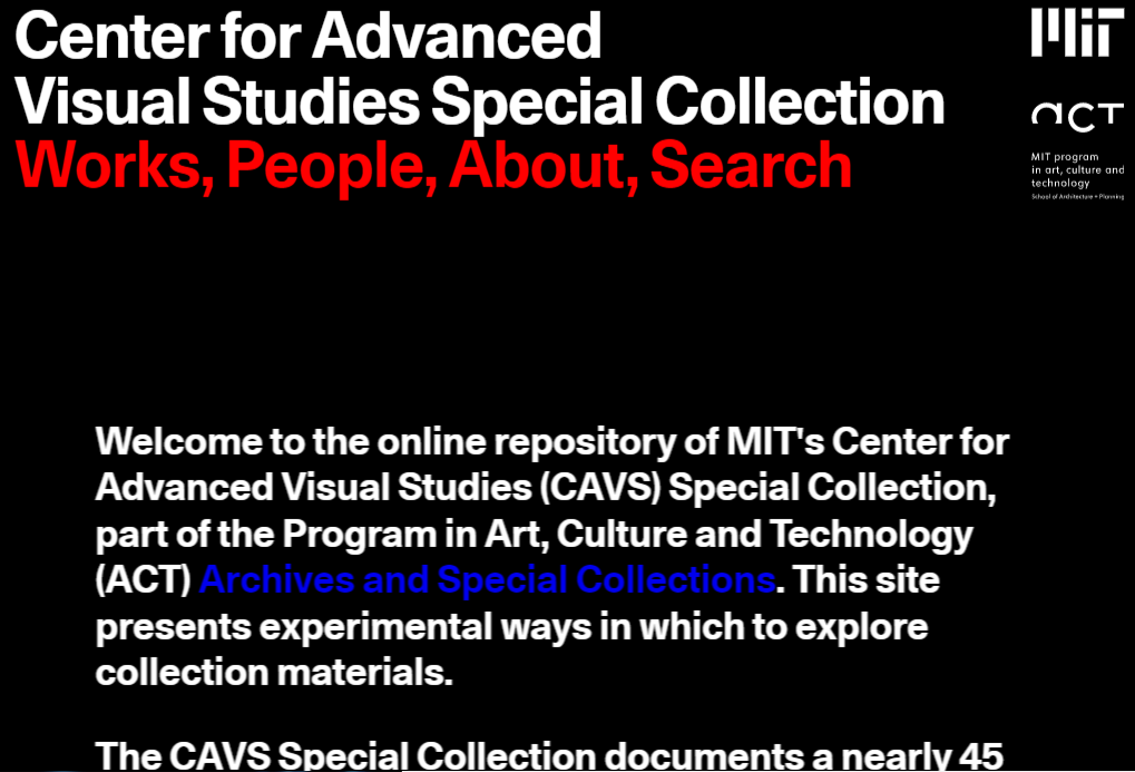MIT Center for Advanced Visual Studies Special Collection screenshot