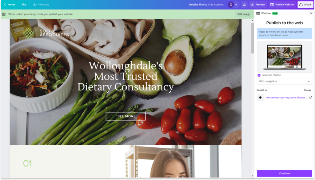 preview website on canva